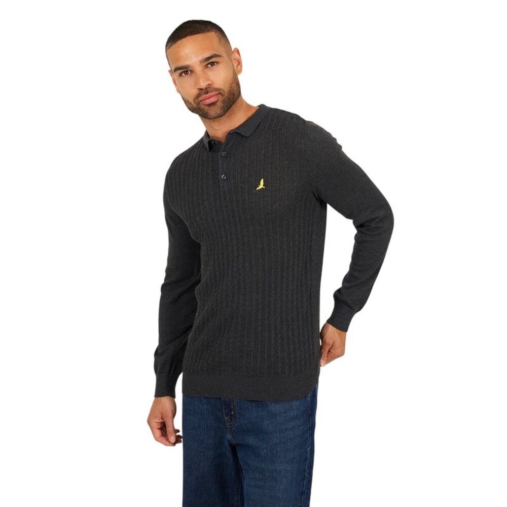 Brave Soul Mens Dillinger Knitted Long-Sleeved Sweater / Charcoal Marl